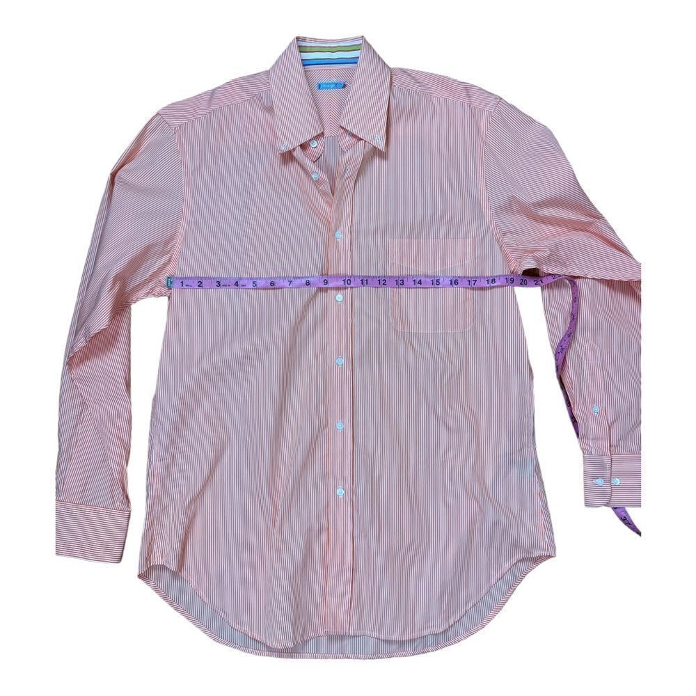 J Mclaughlin Button Down Oxford Orange White Stri… - image 5